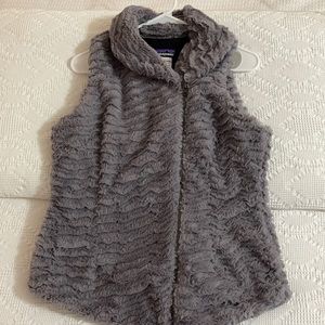 Patagonia Pelage Faux Fur Vest Winter Gray EUC med